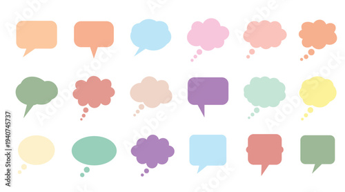 Colorful speech bubbles and thought bubbles set chat message dialog cloud icons vector illustration