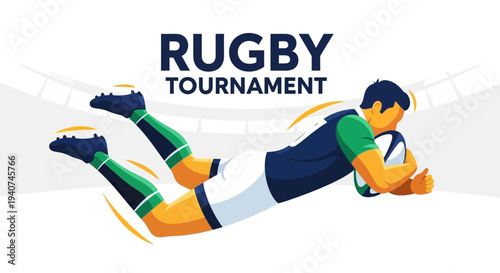 Dynamic Rugby Tournament Illustration Depicting Sportsmanship and Athletic Excellence