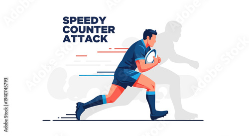 Dynamic Rugby Player Executing A Swift Counter Attack With Speed and Precision