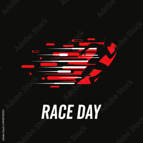Dynamic Silhouette Depicting Energetic Race Day Concept Against Black Backdrop Graphics