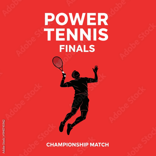 Dynamic Silhouette Depicting Intense Tennis Action During a Championship Finale Tournament