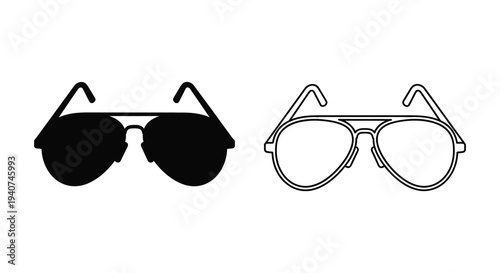 Two pairs of sunglasses one black and one white presented as a silhouette