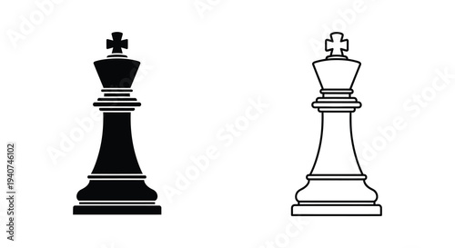 Black and white chess kings facing each other simple graphic silhouette