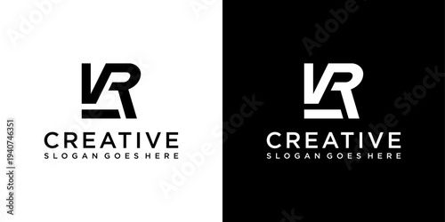 VR or RV initial letter logo design vector template