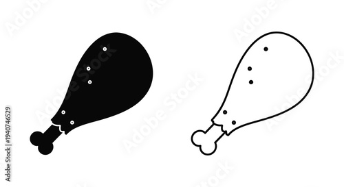 Two chicken legs one filled and one outlined in a minimalist silhouette