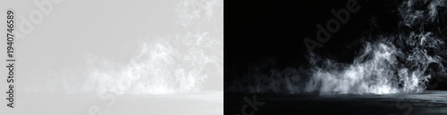 Fotografía Abstract thick grey smoke cloud on white background