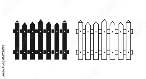 Black and white picket fence illustration depicting a bold silhouette