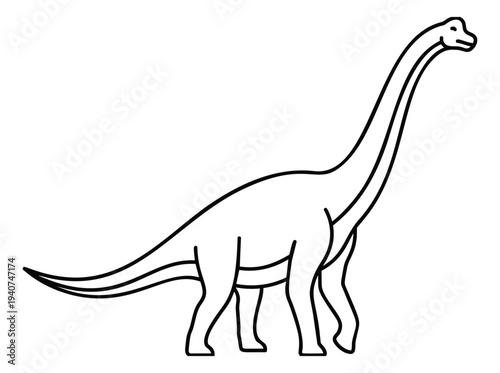 Outline illustration of brachiosaurus dinosaur depicting prehistoric sauropod for educational and paleontology design