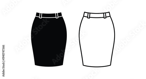 Two skirts one black and one white displayed in a stark contrast silhouette