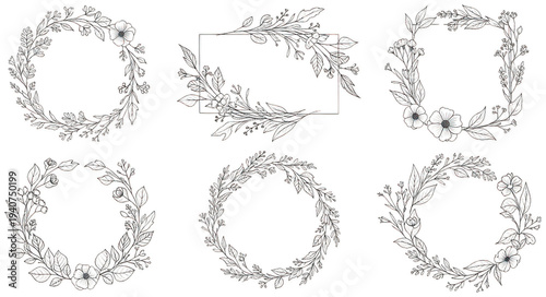 hand drawn floral frame png flower border png botanical frame png wedding floral border png transparent background image