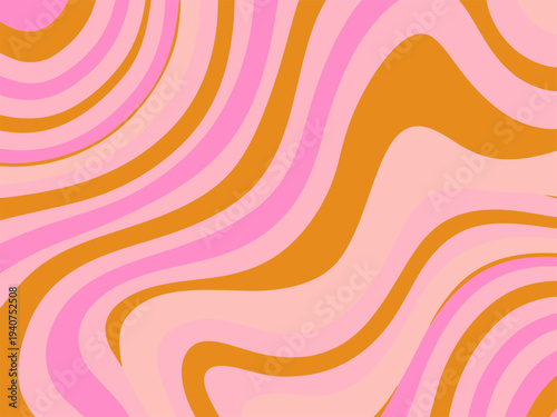 Vibrant wavy lines in pink and orange hues create abstract pattern
