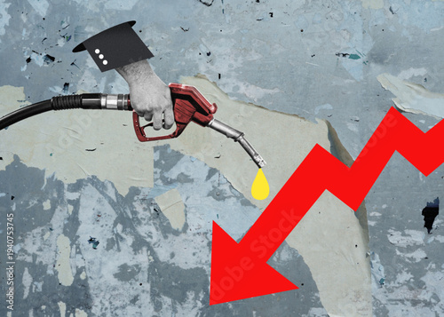 Rising fuel prices, rising oil prices, rising global oil prices for raw energy, oil crisis, gold coins as a symbol of wasting money when refueling a car.