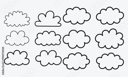 Chalk crayon night sky elements with moons, stars and cloud shapes in blue and yellow colors. Hand drawn celestial collection for children illustrations