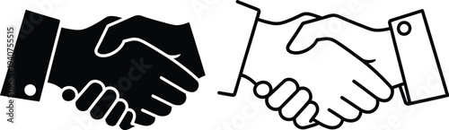 Business partnership handshake agreement isolated on transparent background, Vector