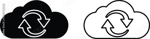 Cloud sync icons isolated on transparent background, Vector