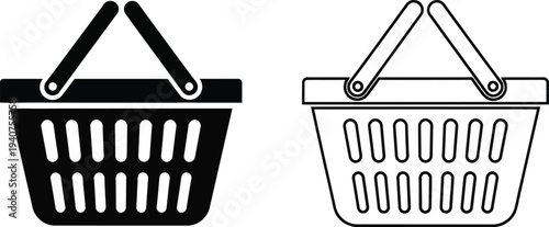 Shopping basket icon set isolated on transparent background, Vector