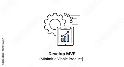 Develop MVP Minimum Viable Product Icon with Gear and Chart.