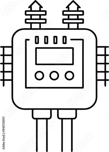 energy monitor line art vector illustration on transparent background