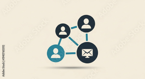 Digital Network Connection Between People and Communication Icons.