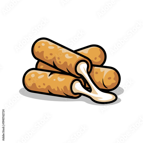 Mozzarella Sticks color vector icon graphic isolated sketch illustration on white background.