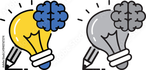 Illumination of Insight: A radiant light bulb and the delicate strokes of a pencil portray the genesis of an idea.