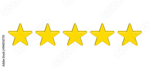 3D Yellow Star Vector Icon with Beveled Edges. Glossy Gold Five Pointed Star for Rating Award Achievement and Favorite Symbol. Isolated Graphic Design Element for Web Apps and UI Design.