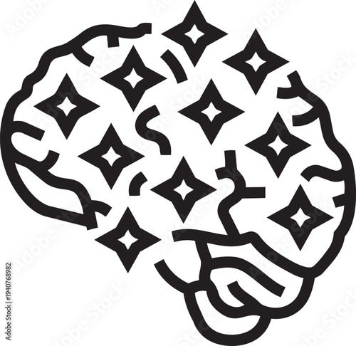 Sparkling Mind Illustration: Depicting a creative and intelligent concept, this illustration showcases a brain adorned with star-shaped icons, symbolizing brilliance and innovative thinking.