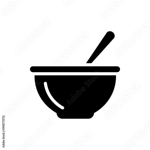 Bowl with spoon vector icon, simple kitchenware symbol, cooking and eating utensil