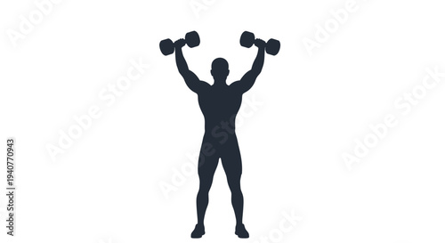 Vector silhouette of a man lifting dumbbells
