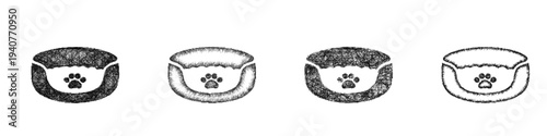 Sketch pet bed icon design set