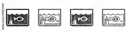 Sketch aquarium icon design set