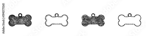 Sketch pet tag icon design set