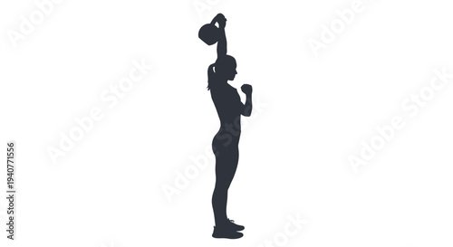 Black silhouette of a woman exercising with dumbbell