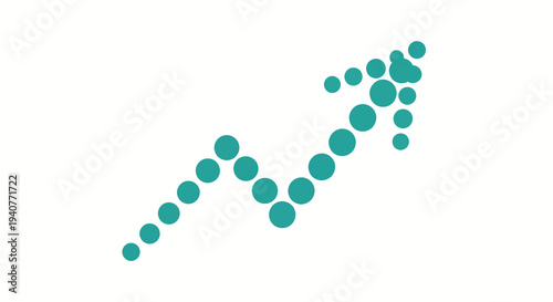 Teal dots in a rising line graph on a white background