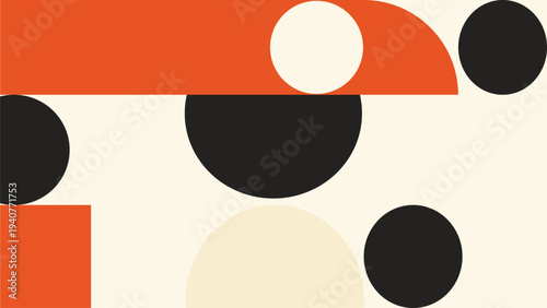 Abstract Bauhaus geometric composition with orange and black shapes