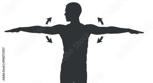 Vector silhouette of a man with arms outstretched and arrows indicating movement