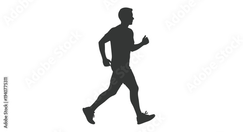 Black silhouette of a man running, vector illustration