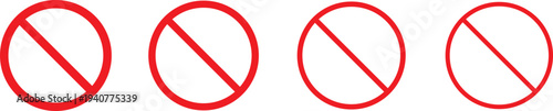 Red warning icon. Prohibition sign.