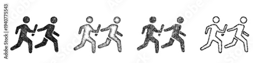 Sketch relay race icon design set