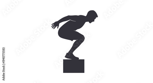 Vector silhouette of a man jumping over an obstacle