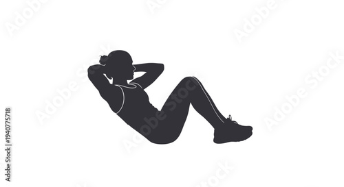 Vector silhouette of woman doing crunches exercise