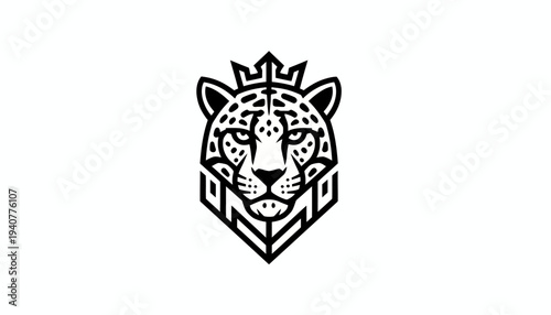 Geometric Leopard Head Logo Design Element.
