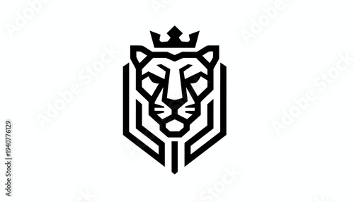 Geometric Tiger Head Logo Design Element.