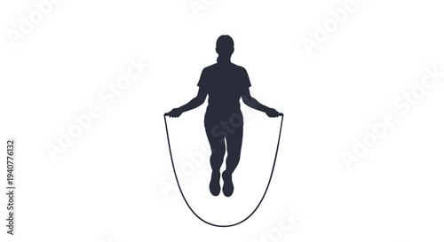 Vector silhouette of a woman jumping rope