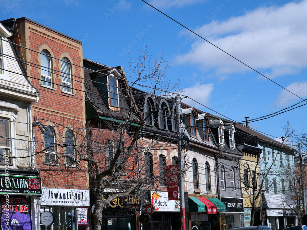 Fototapeta premium Facades of old buildings on Queen Street West in Toronto
