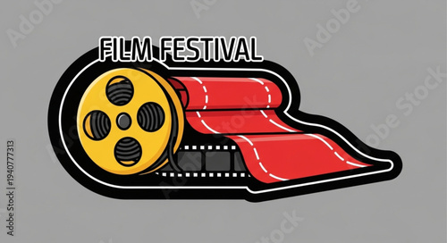 Film Festival Reel and Red Carpet Illustration.