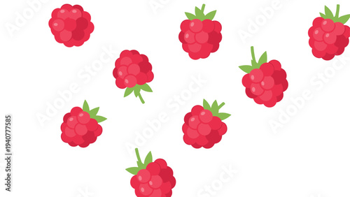 Seamless raspberry pattern on a clean white background: fresh and vibrant fruit design