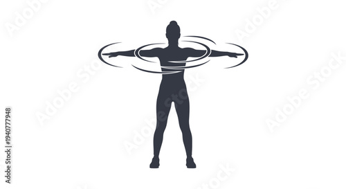 Vector silhouette of woman with hula hoop