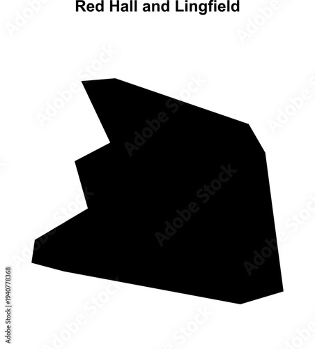 Red Hall and Lingfield (England) blank outline map