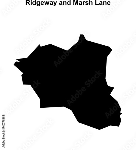 Ridgeway and Marsh Lane (England) blank outline map